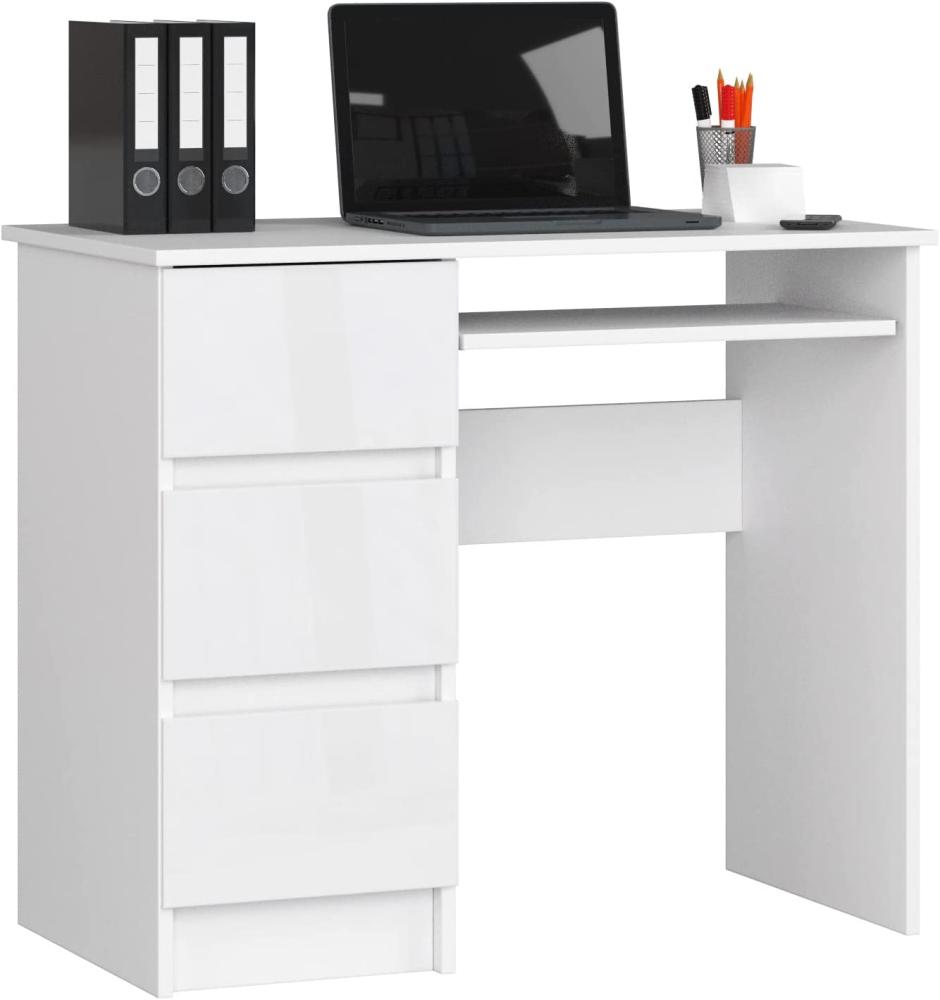 Schreibtisch A-6 mit Tastaturablage und 3 Schubladen Links- oder rechtsseitig, B90 x H77 x T50 cm, 30 kg Bild 1