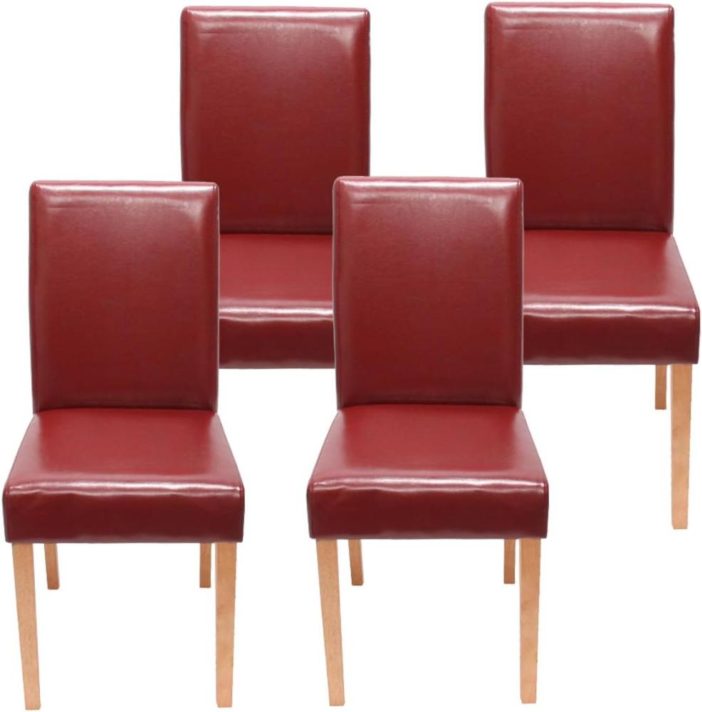 4er-Set Esszimmerstuhl Stuhl Küchenstuhl Littau ~ Kunstleder, rot helle Beine Bild 1