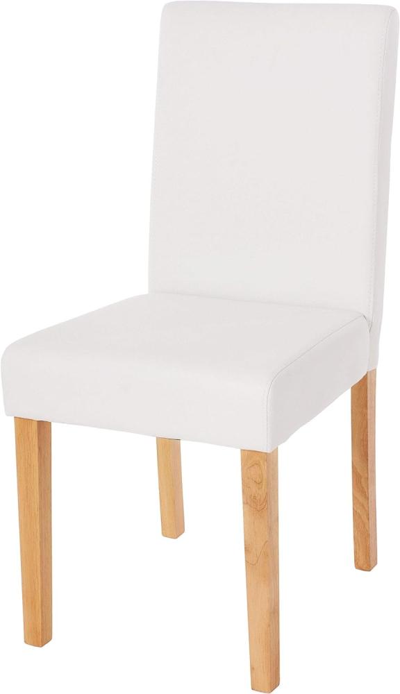 Esszimmerstuhl Littau, Küchenstuhl Stuhl, Kunstleder ~ weiß matt, helle Beine Bild 1