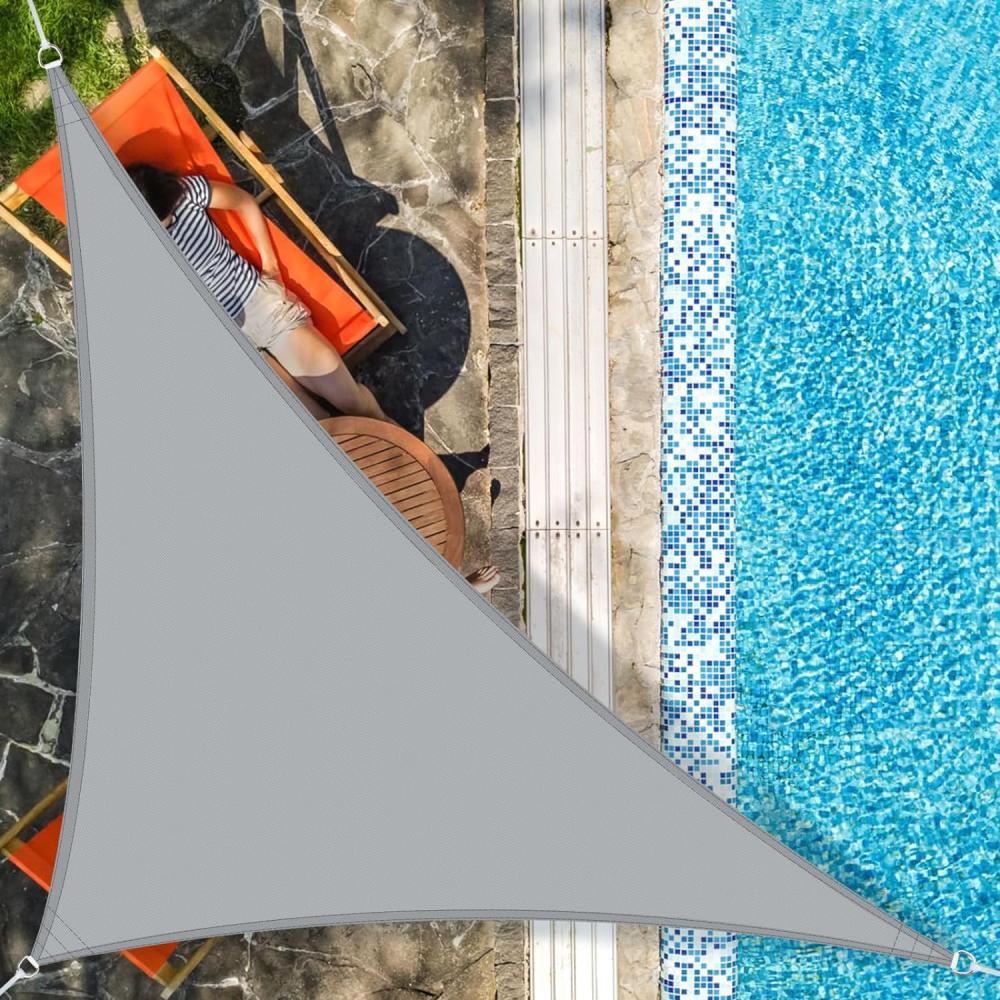 AXT SHADE Sonnensegel Wasserdicht Dreieck Rechtwinklig 3x3x4,25m Wetterschutz Sonnenschutz PES Polyester mit UV Schutz für Terrasse Balkon Garten-Hellgrau Bild 1