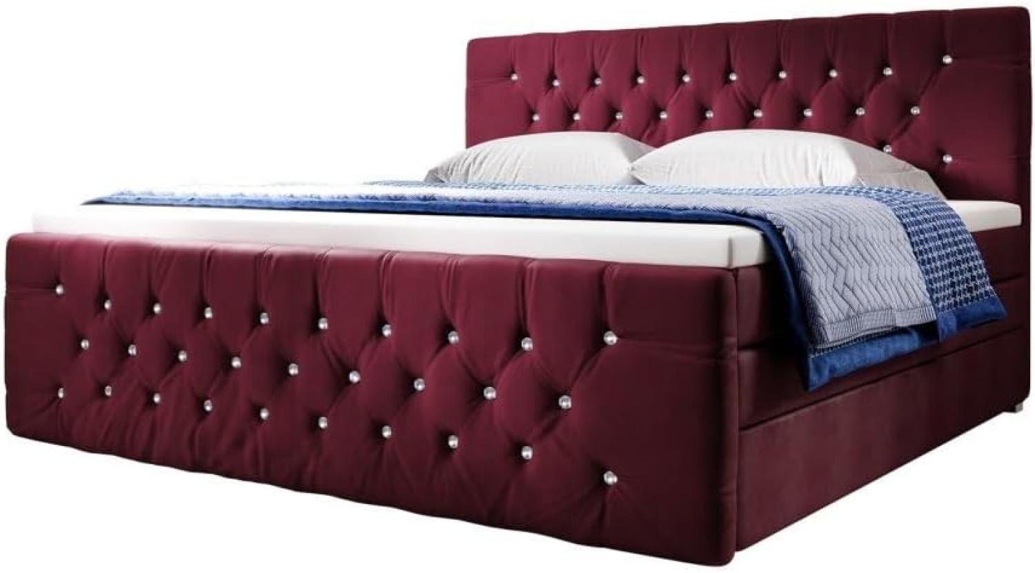 Boxspringbett Paradise mit LED, USB und Füßen 160x200 Rot H3 Bild 1