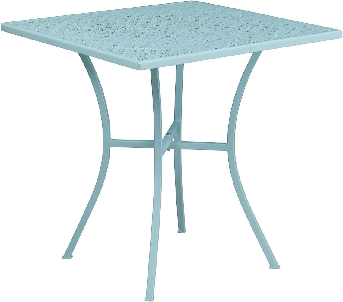 Flash Furniture Oia handelsüblicher Qualität | Outdoor Stahl quadratisch Terrassentisch, Metall Legierter, himmelblau, 28" Square Bild 1