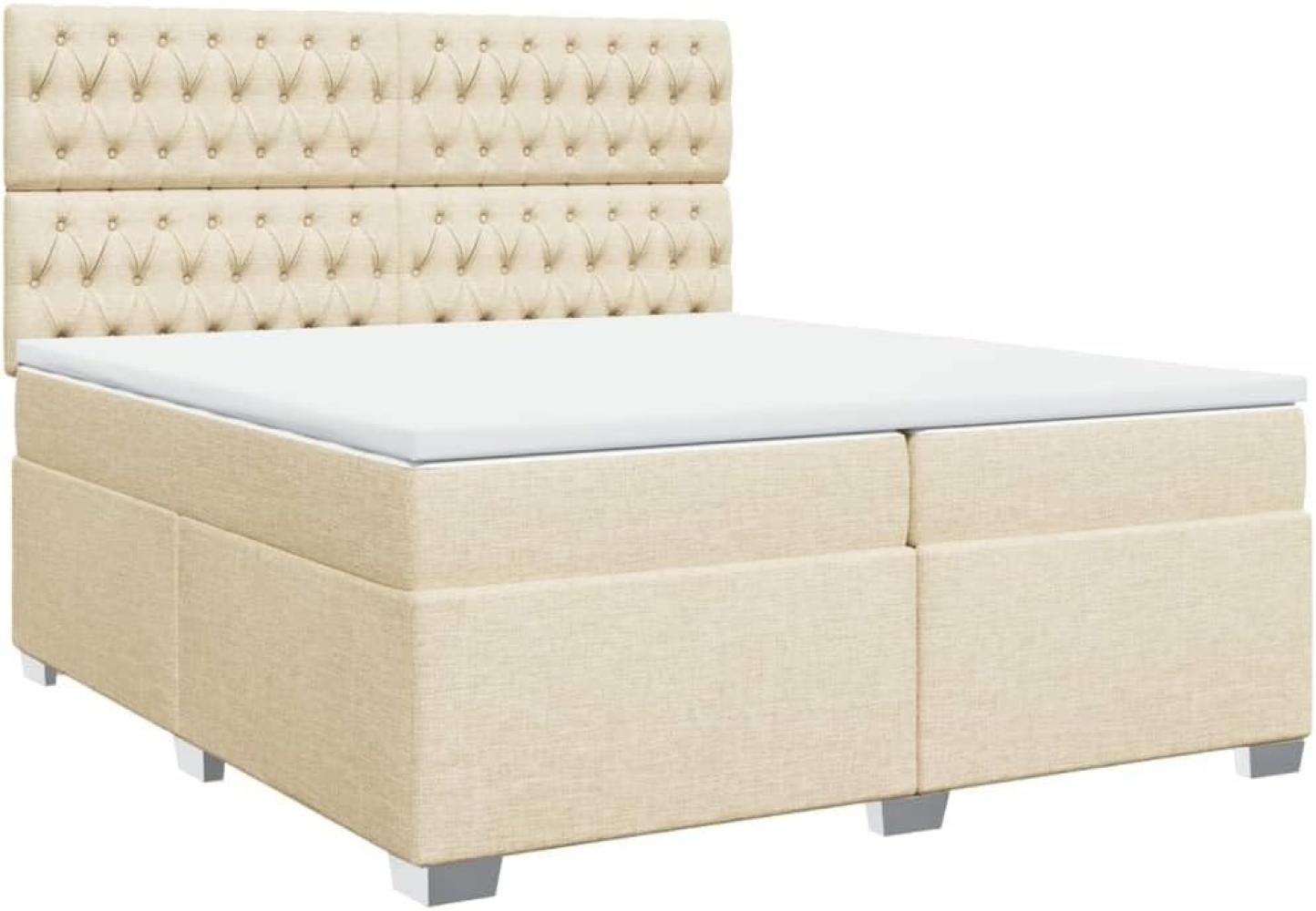 Boxspringbett mit Matratze Creme 200x200 cm Stoff Bild 1