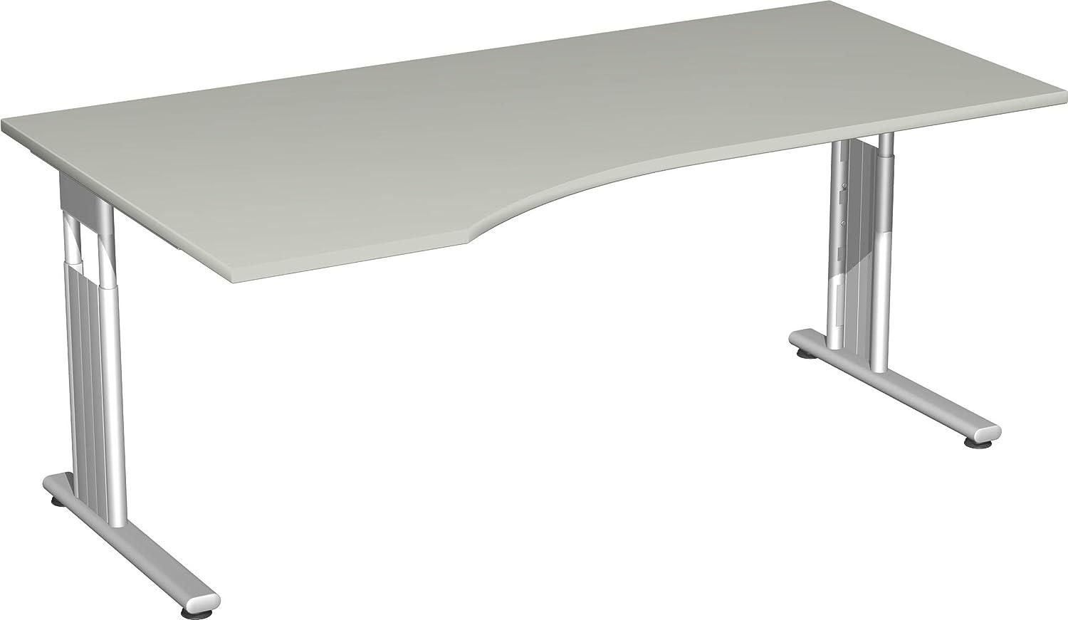PC-Schreibtisch 'C Fuß Flex' links, feste Höhe 180x100x72cm, Lichtgrau / Silber Bild 1
