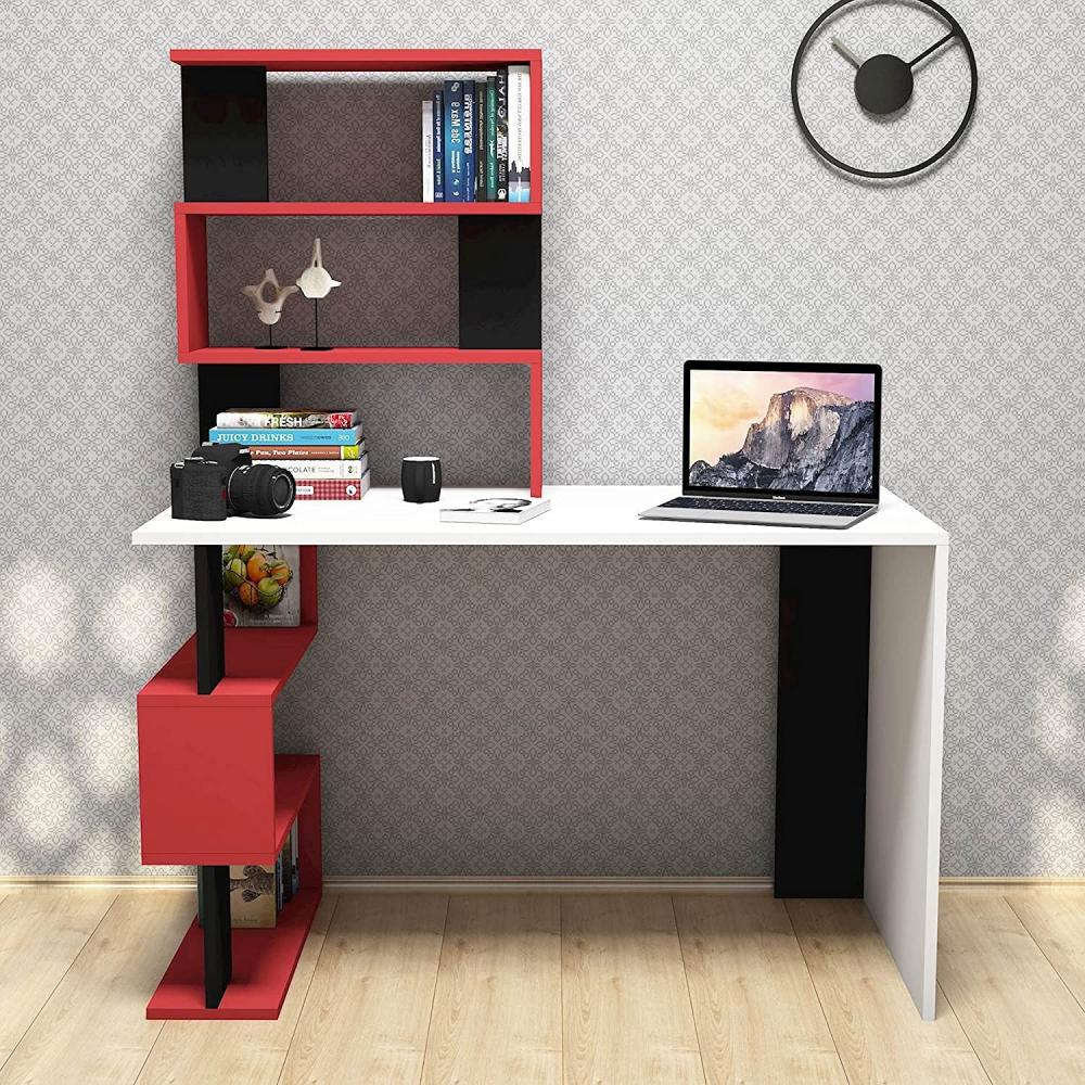 Homemania 'Snap Maxi' Schreibtisch, weiß/ schwarz/ rot, 120 x 60 x 148,2 cm Bild 1