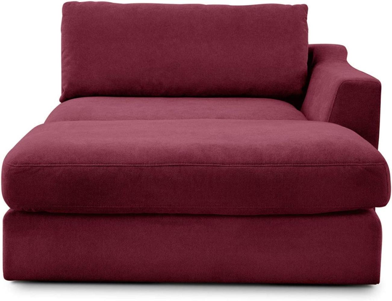 CAVADORE Sofa-Modul "Fiona" Longchair mit Armteil rechts / XXL-Recamiere passend zur Couchgarnitur Fiona / 139 x 90 x 199 /Webstoff burgunder-rot Bild 1