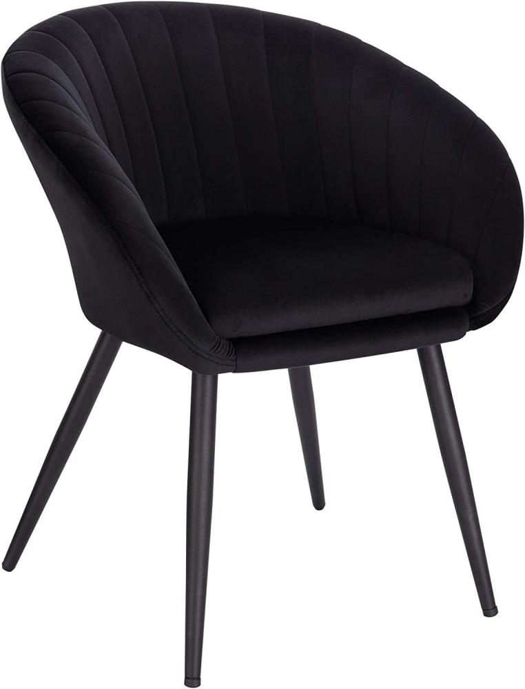 Küchenstuhl aus Samt & Metall mit Rückenlehne - Modell Kerstin schwarz Bild 1