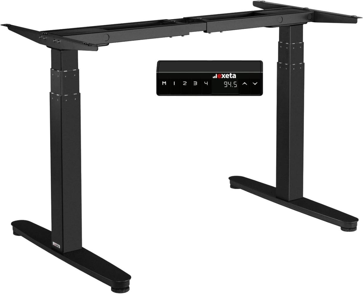 Exeta ergoSMART Elektrisch höhenverstellbarer Schreibtisch mit 2 Motoren, 3-Fach-Teleskop, Memory-Funkt. und Softstart/-stopp, höhenverstellbares Tischgestell (Black) Bild 1