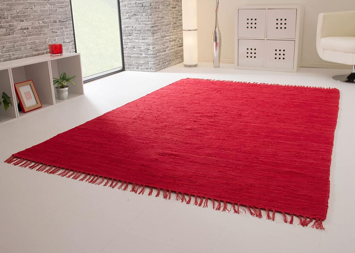Handweb Teppich Indira, Farbe: rot, Größe: 160x230 cm Bild 1