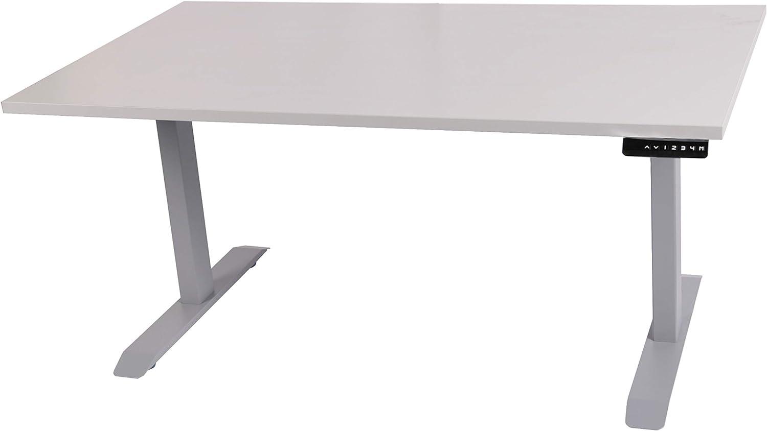 Szagato Schreibtisch stufenlos elektrisch höhenverstellbar BxTxH: 180x80x(64,5-129,5) cm lichtgrau, mit Memory-Funktion inkl. Tischplatte Stärke 2,5 cm (Stischgestell, Steh-Sitz Tisch) Bild 1
