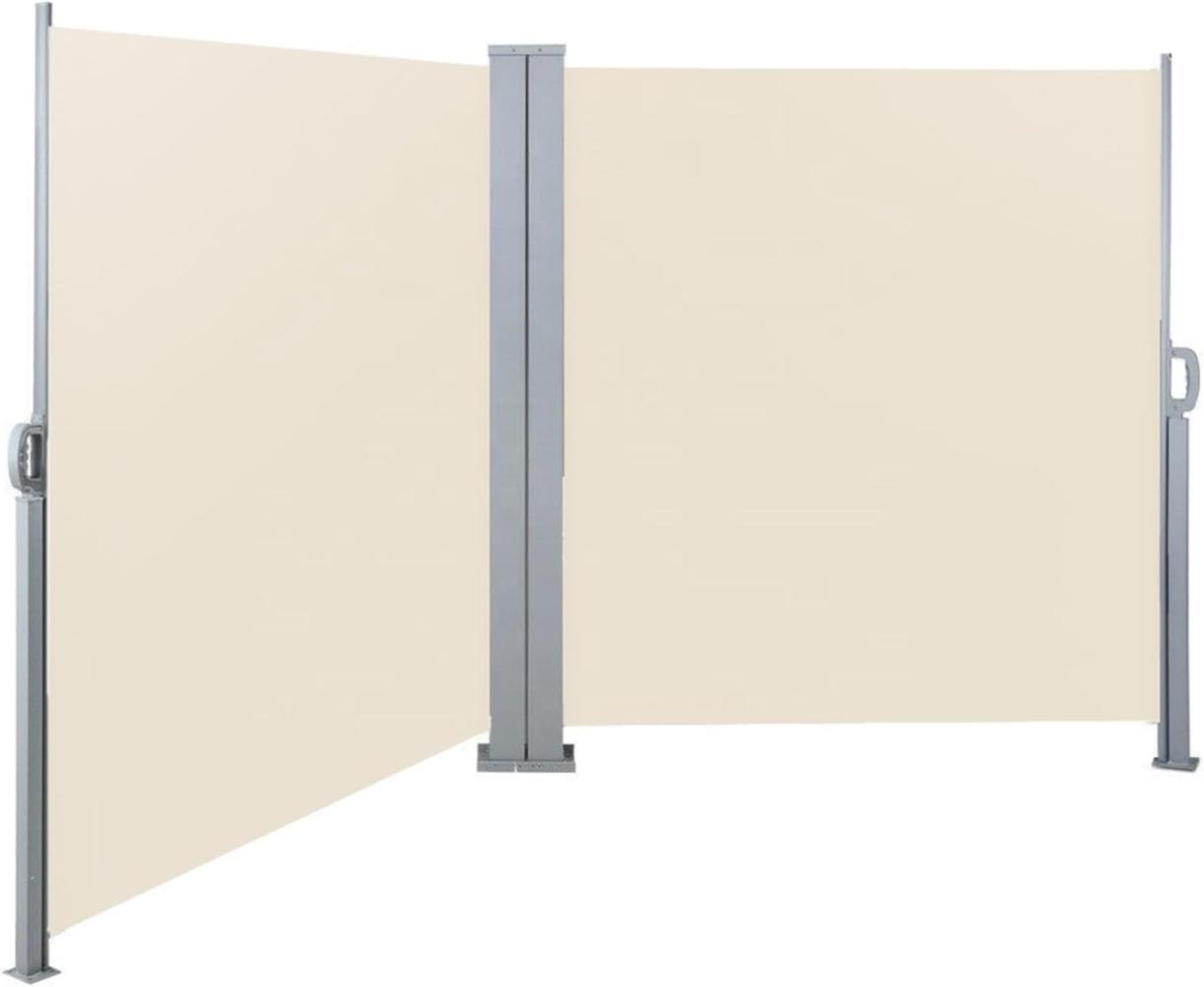 SVITA Doppelseitenmarkise ausziehbar freistehend Sichtschutz 600x160 cm Beige Bild 1