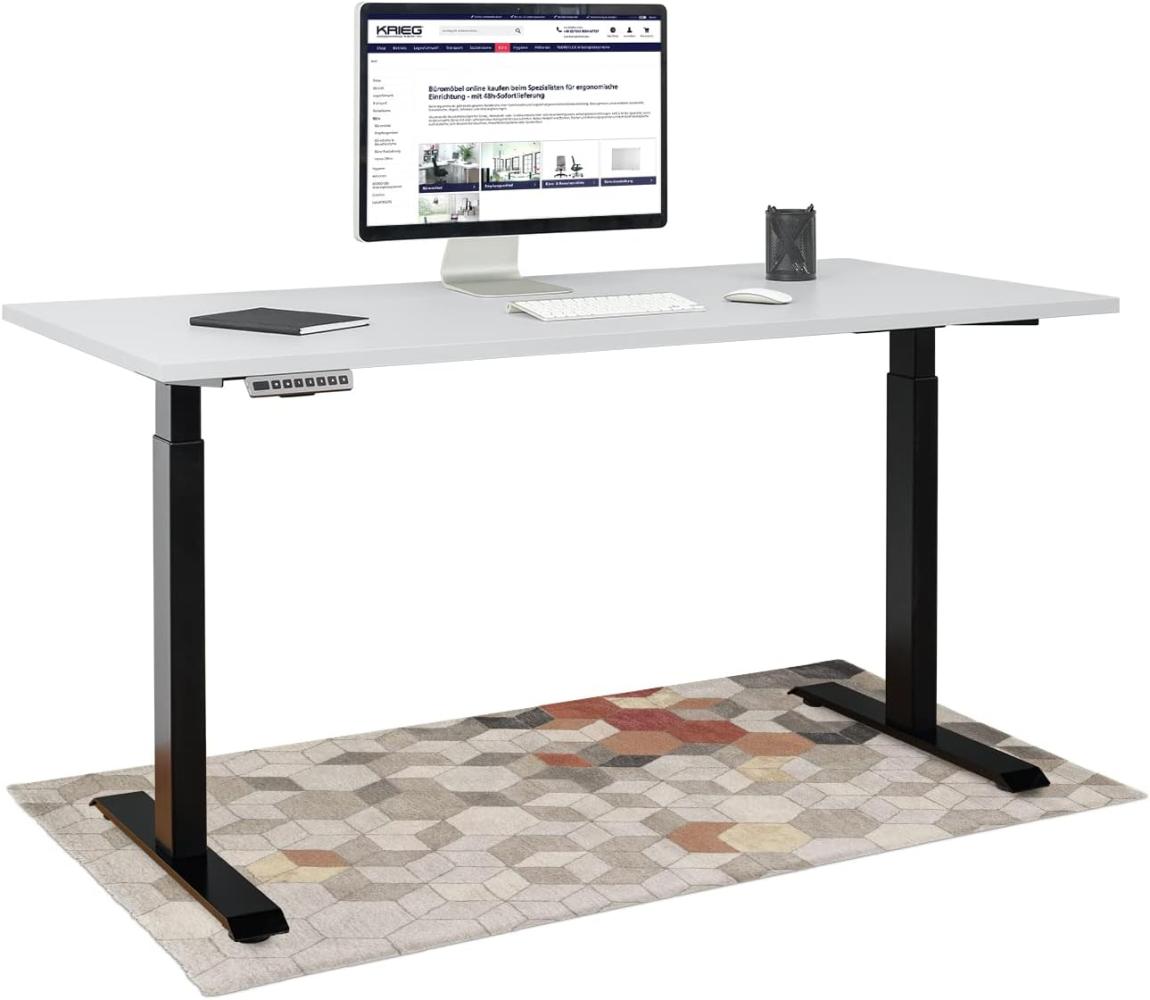 KRIEG HighDesk Basic Höhenverstellbarer Schreibtisch (200 x 80 cm I Schwarz + Grau) - Elektrischer Sitz- & Stehtisch mit Tischplatte - Stehschreibtisch Elektrisch Höhenverstellbar Bild 1