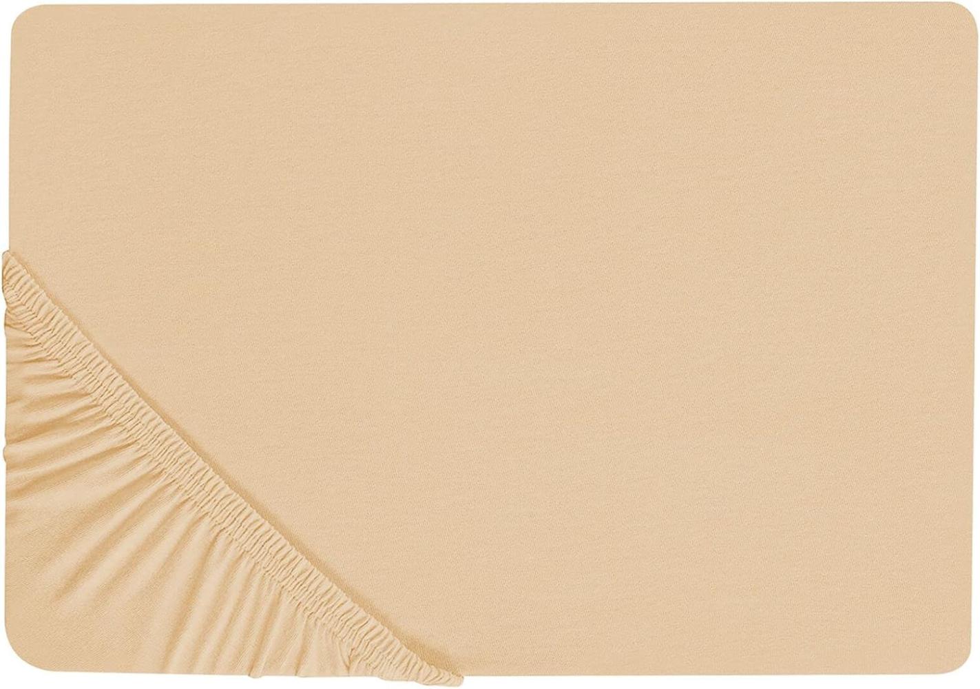 Spannbettlaken Baumwolle sandbeige 200 x 200 cm JANBU Bild 1