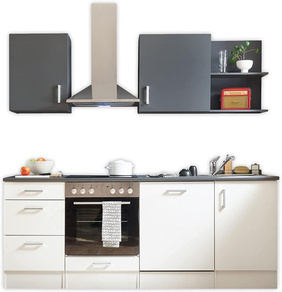 CORNER 220 Moderne Küchenzeile ohne Elektrogeräte in Weiß, Anthrazit - Geräumige Einbauküche mit viel Platz und Stauraum - 220 x 211 x 60 cm (B/H/T) Bild 1