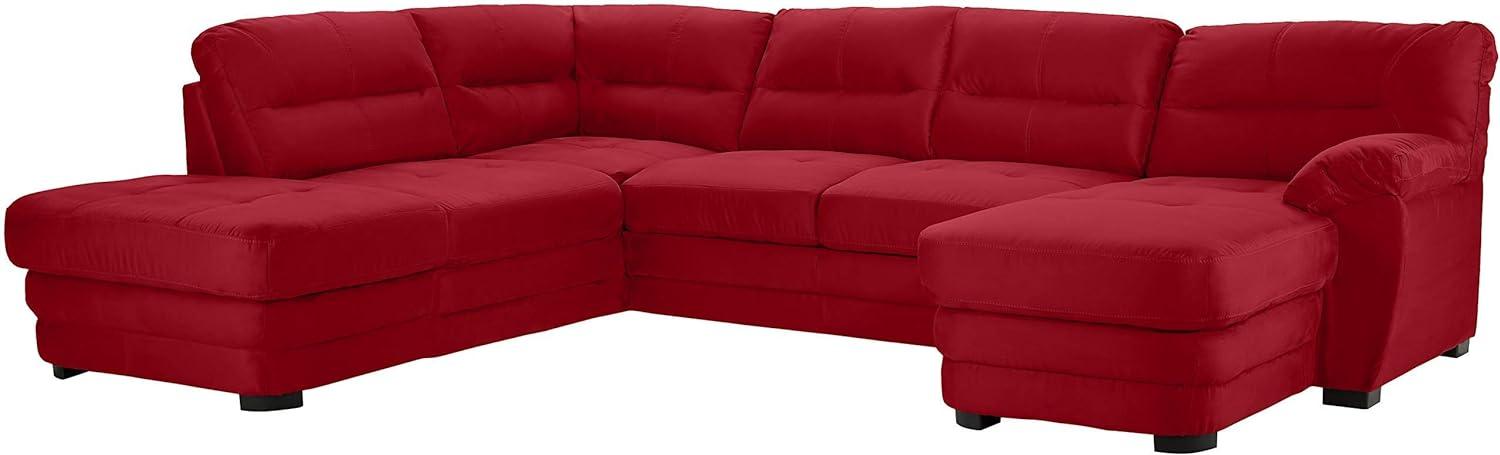 Mivano Wohnlandschaft Royale, Zeitloses U-Form-Sofa mit hohen Rückenlehnen, 316 x 90 x 230, Mikrofaser, rot Bild 1