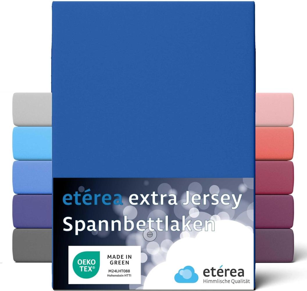 etérea Extra Jersey Spannbettlaken Blau 180x200 - 200x220 cm Bild 1