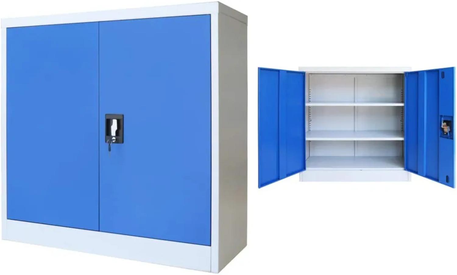 vidaXL Büroschrank Metall 90 x 40 x 90 cm Grau und Blau Bild 1