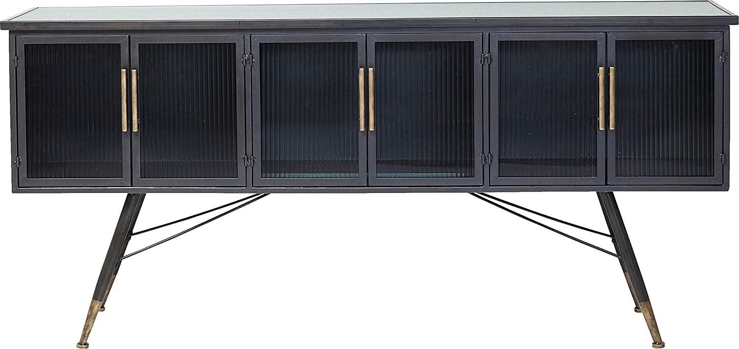 Kare Design Sideboard La Gomera 6 Türen, breite Kommode aus Stahl und Glasfronten, modernes TV-Board mit messingfarbenen Akzenten, weitere Artikel der Serie La Gomera erhältlich (H/B/T) 85x180x38cm Bild 1