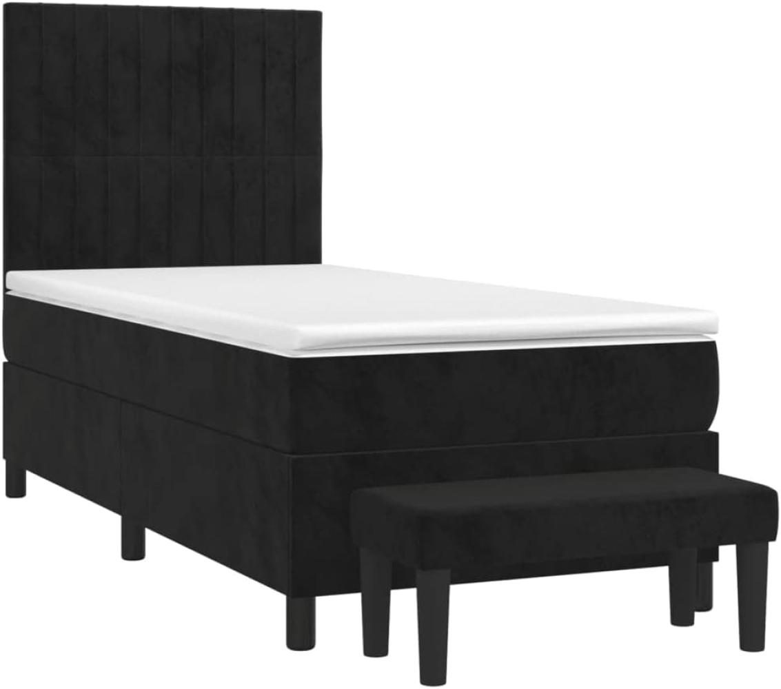 vidaXL Boxspringbett mit Matratze Schwarz 80x200 cm Samt Bild 1