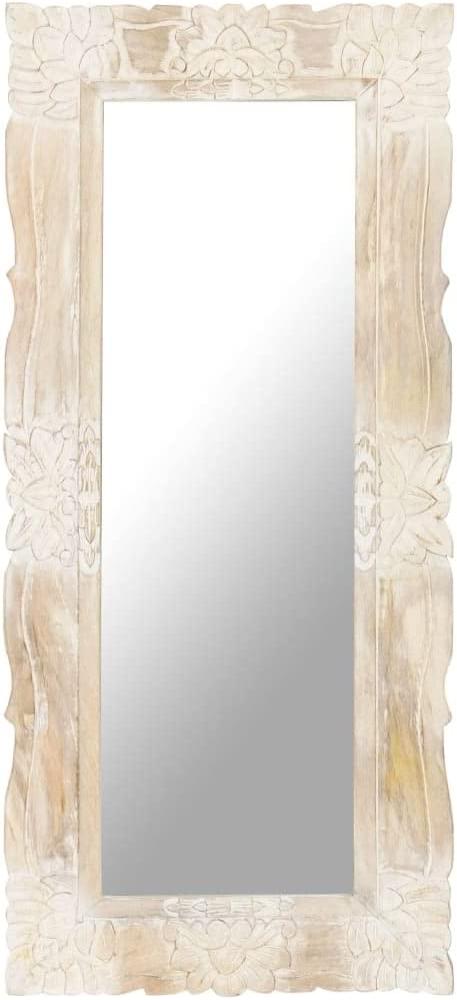 Spiegel Weiß 110x50 cm Mango Massivholz Bild 1