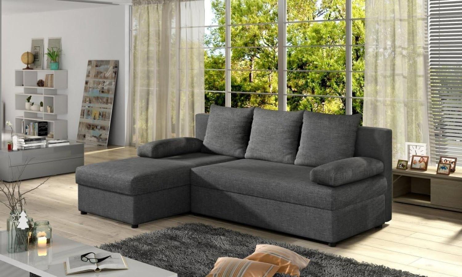 Designer Sofa Cali mit Stauraum und Schlaffunktion Anthrazit Links Bild 1