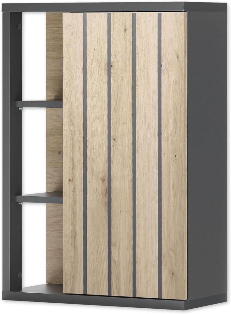 NIZZA Badezimmer Hängeschrank in Graphit, Artisan Eiche Optik - Badezimmerschrank Bad Schrank mit viel Stauraum - 50 x 72,5 x 23 cm (B/H/T) Bild 1