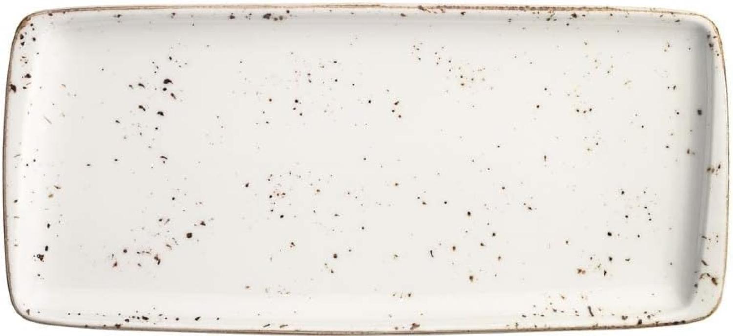 2x Servierplatten Speiseteller Porzellan Geschirr rechteckig Weiß Creme Braun Bonna Grain Moove 34x16cm Kantenschutz Vintage Retro Bild 1