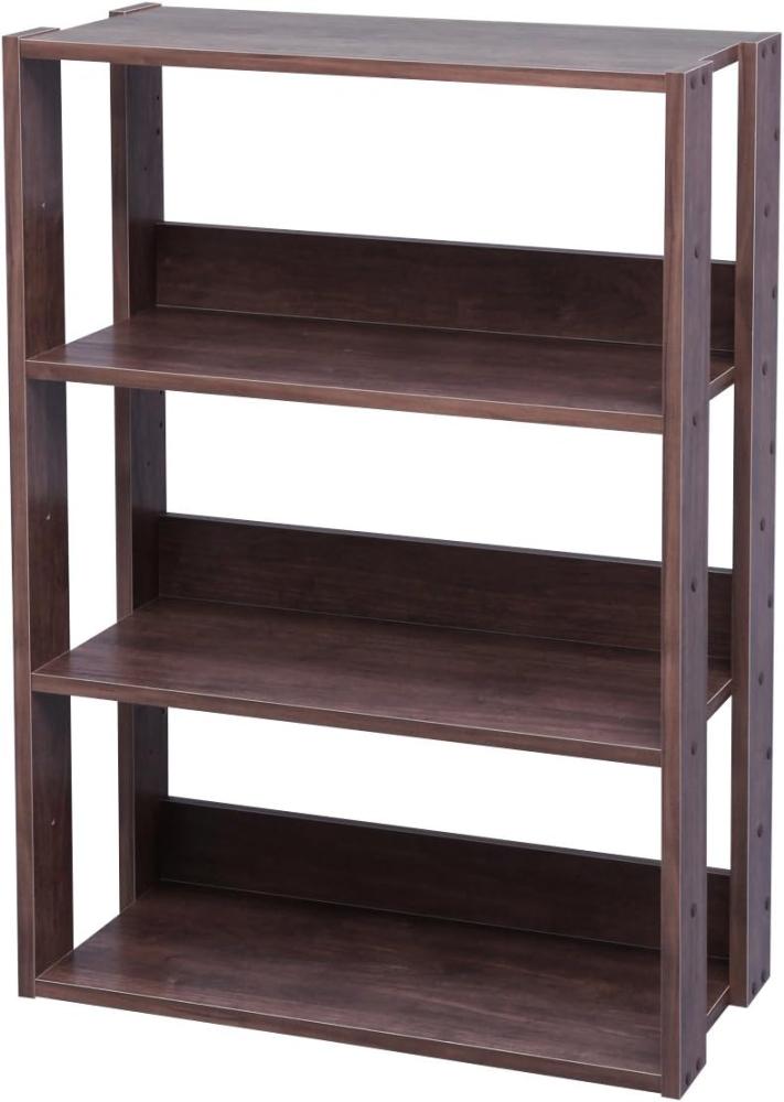 Iris Ohyama, Bücherregal, Aufbewahrungsmöbel auf 3 Ebenen, Regale alle 14 cm verstellbar, Stabil, Industriell, Waschküche, Wohnzimmer, Eingang, Schlafzimmer, Büro - Open Wood Rack OWR-600 - Braun Bild 1