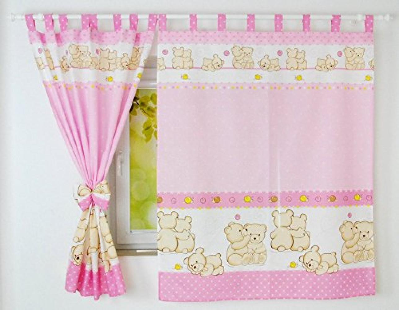 BabyLux 'Teddybären' Vorhängen mit Schlaufen, pink Bild 1