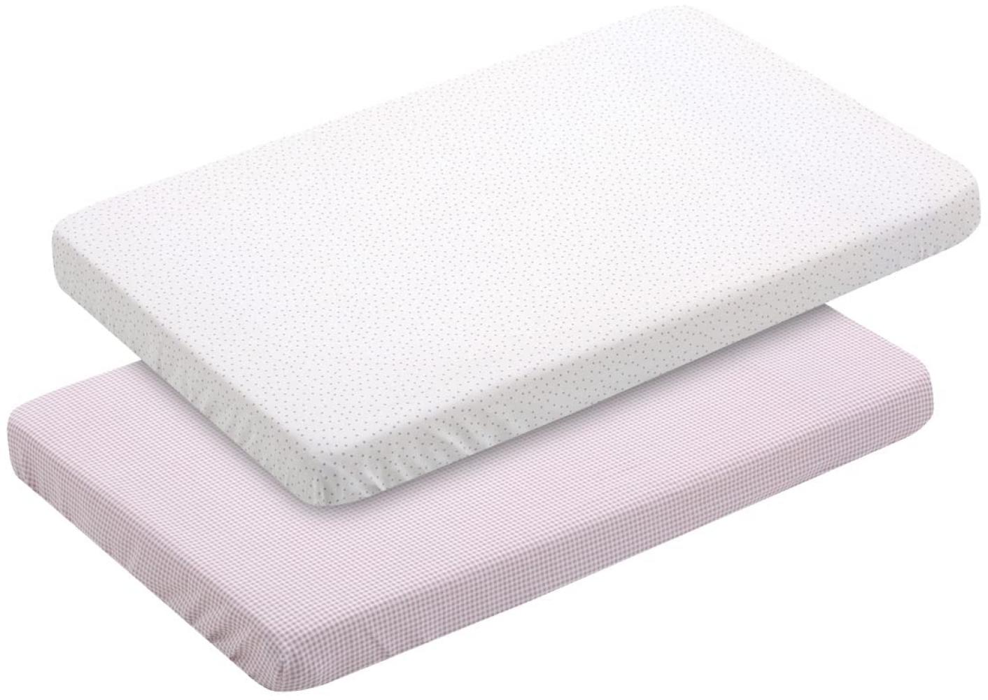 Cambrass - 2 Fitted Sheet-Small Bed 50x82x10 Cm Vichy10 Pink Bild 1