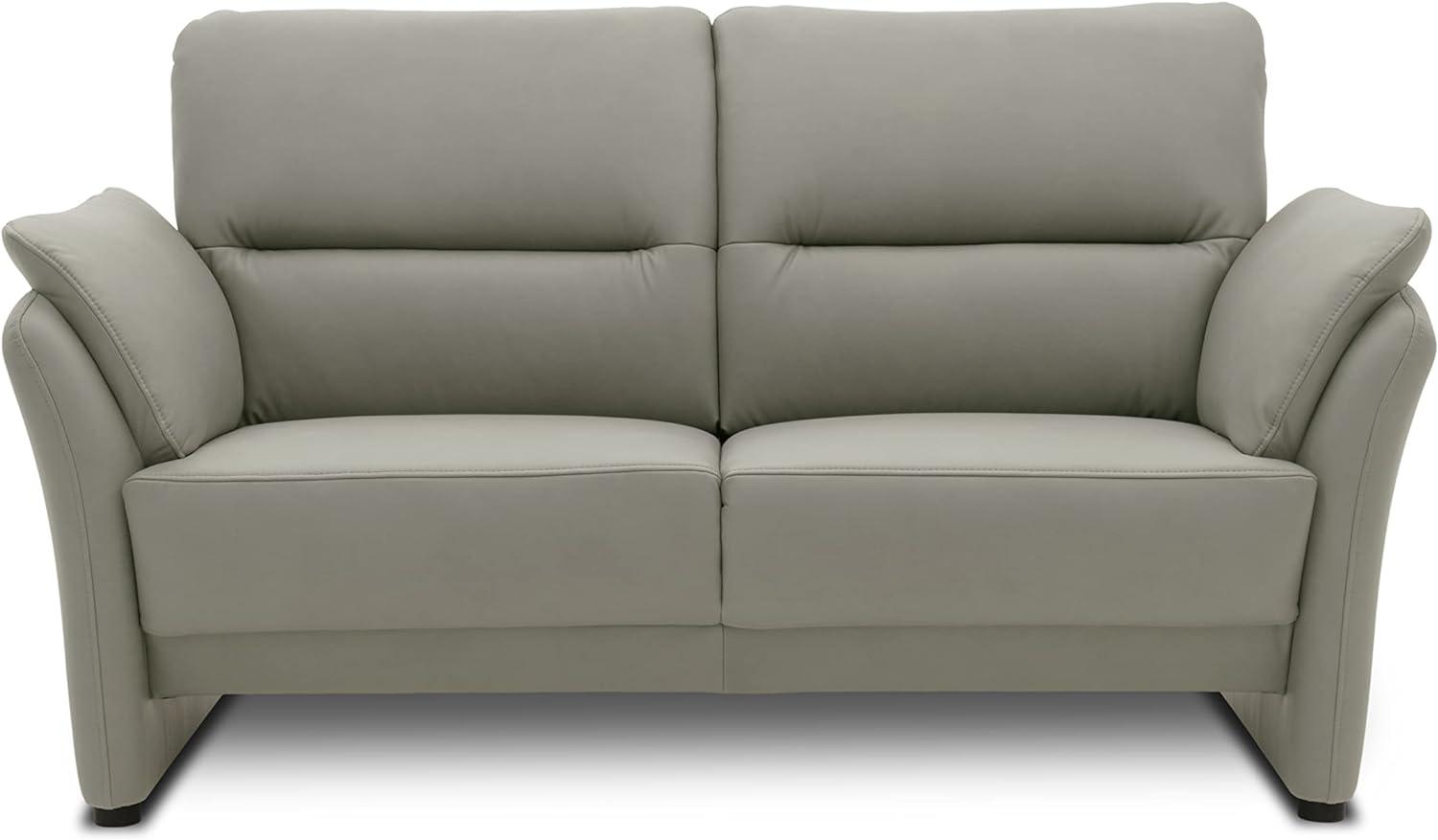 DOMO Collection Lascano 2 Sitzer, formschöner 2er Couch mit Federkern in Lederoptik, Sitzraster 60, Sofa, Garnitur, lichtgrau, 152 cm Bild 1
