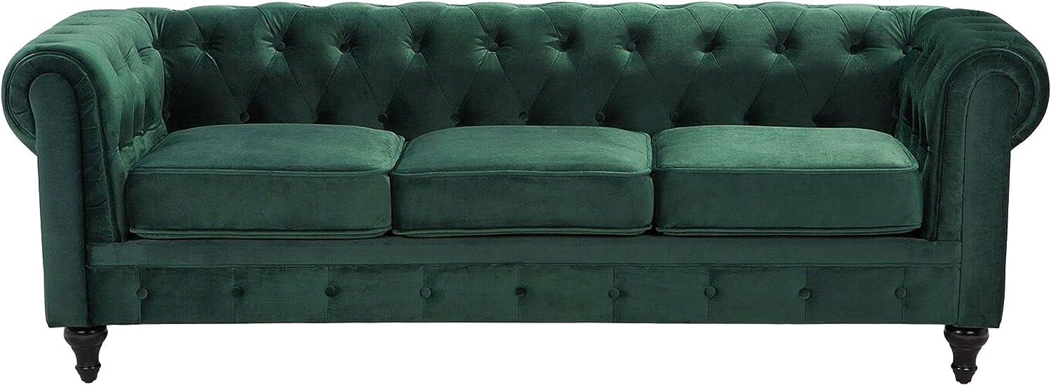 3-Sitzer Sofa Samtstoff grün CHESTERFIELD Bild 1