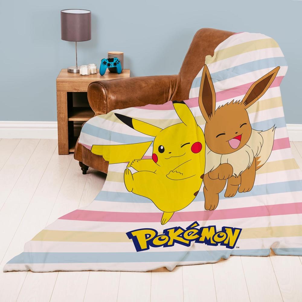 Pokemon Kuscheldecke für Kinder mit Pikachu Motiv MULTI | Große Tagesdecke Bunt | Maße: 160 x 200 cm Bild 1