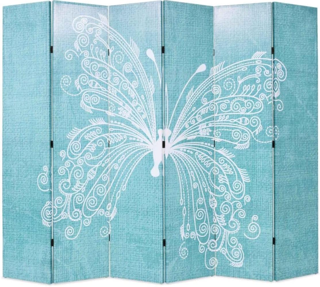 Raumteiler klappbar 228 x 170 cm Schmetterling Blau Bild 1