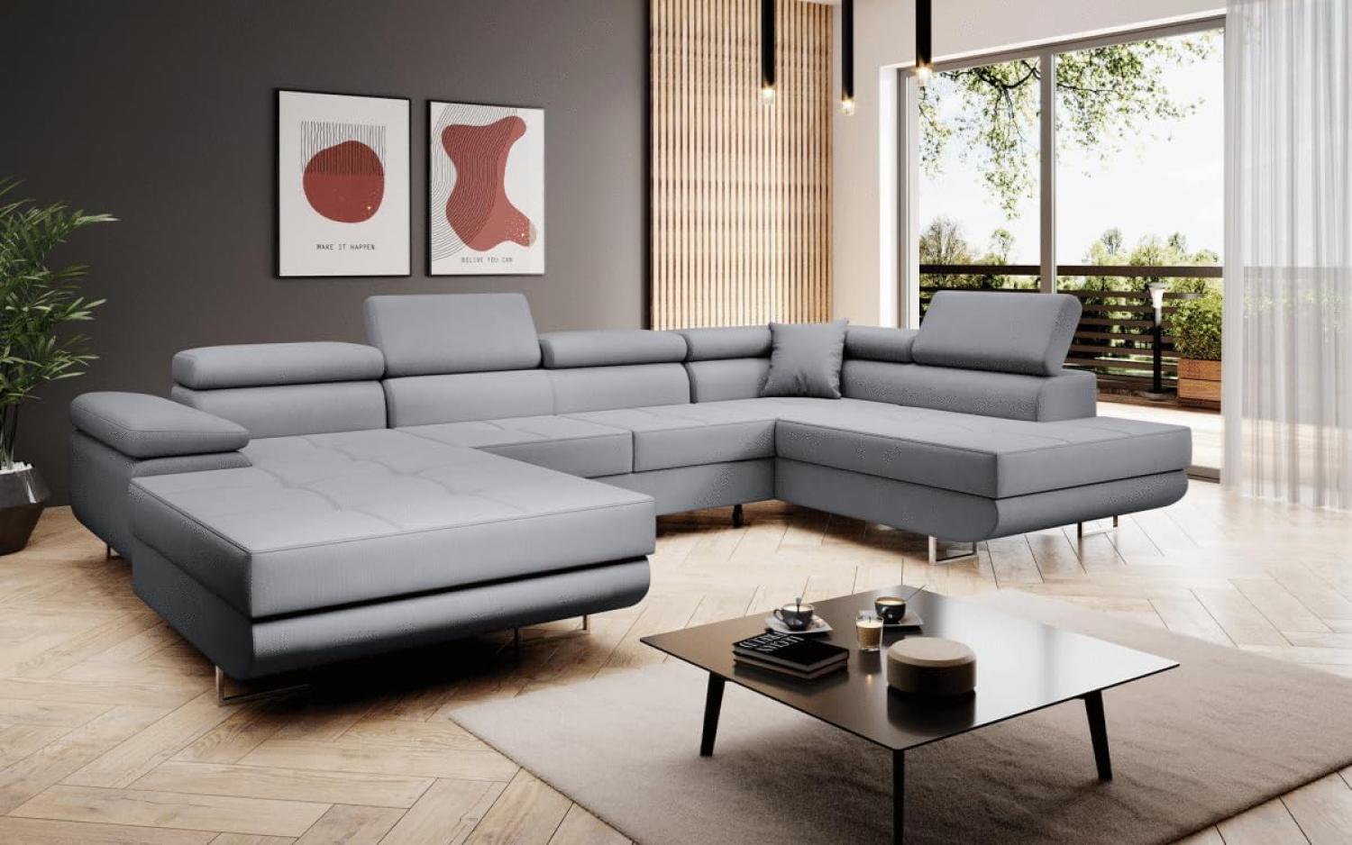 Designer Sofa Matera mit Schlaf und Klappfunktion (Stoff) Grau Bild 1