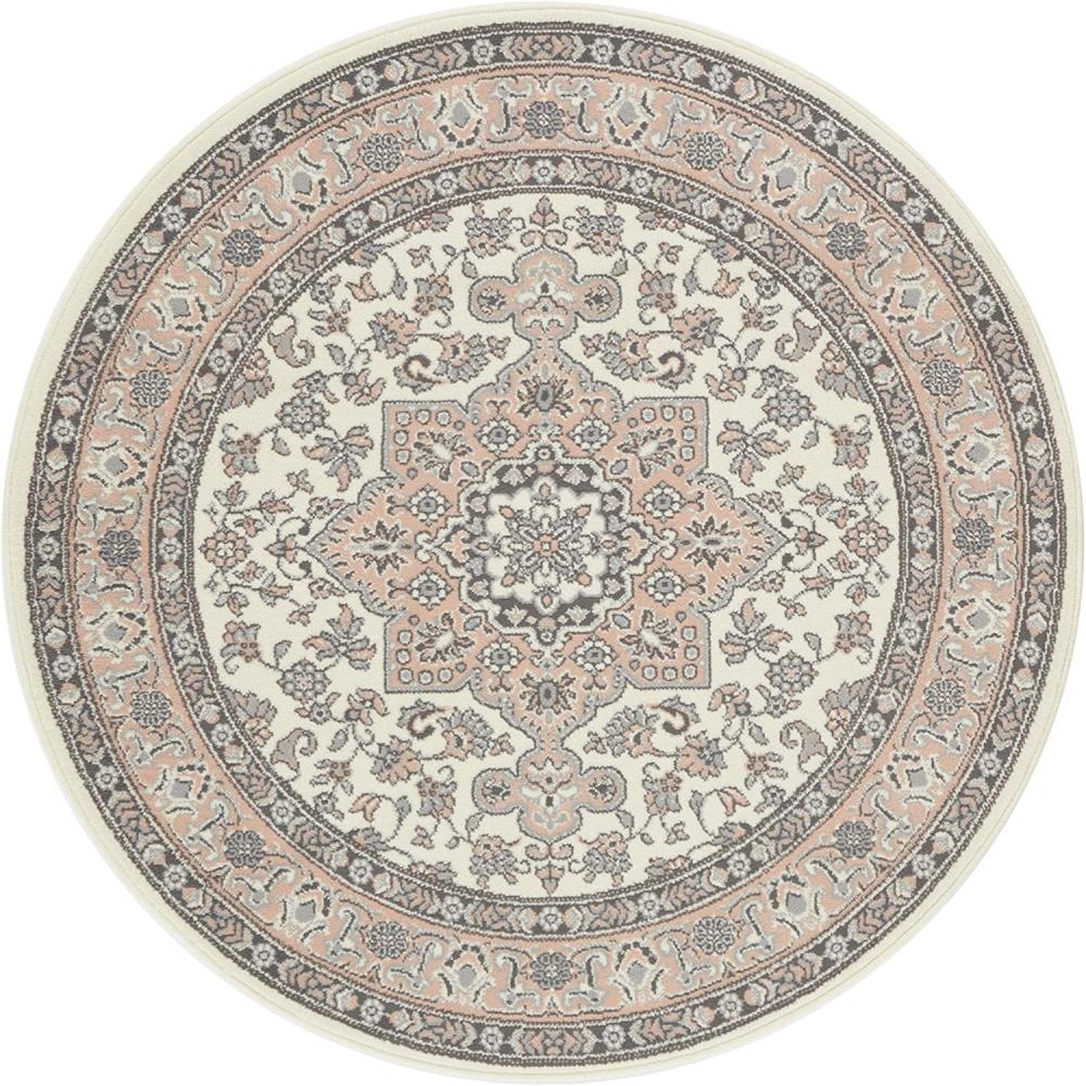Orientalischer Kurzflor Teppich Parun Täbriz Creme Rosa - 160 cm Durchmesser Bild 1