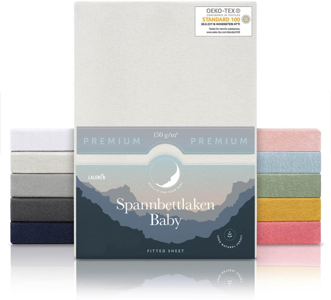 Laleni Premium Spannbettlaken 60x120-70x140 cm - Oeko-Tex Zertifiziert, 100% Baumwolle, atmungsaktives Spannbetttuch Jersey Baby, 150 g/m², Elfenbein Bild 1
