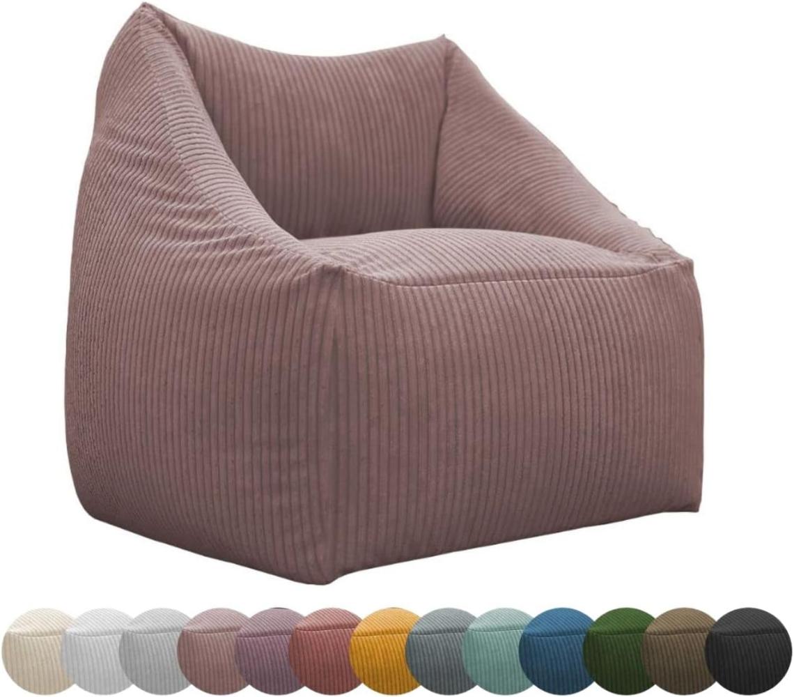 chilly pilley Cord Sitzsack Sitzkissen EPS-Perlen Füllung Bodenkissen Sessel Gartenkissen Kissen Lounge mit Rückenlehne Sitz (Hellrosa) Bild 1