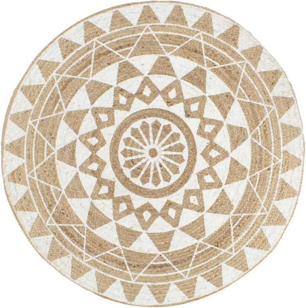 vidaXL Teppich Handgefertigt Jute mit weißem Aufdruck 150 cm [133697] Bild 1