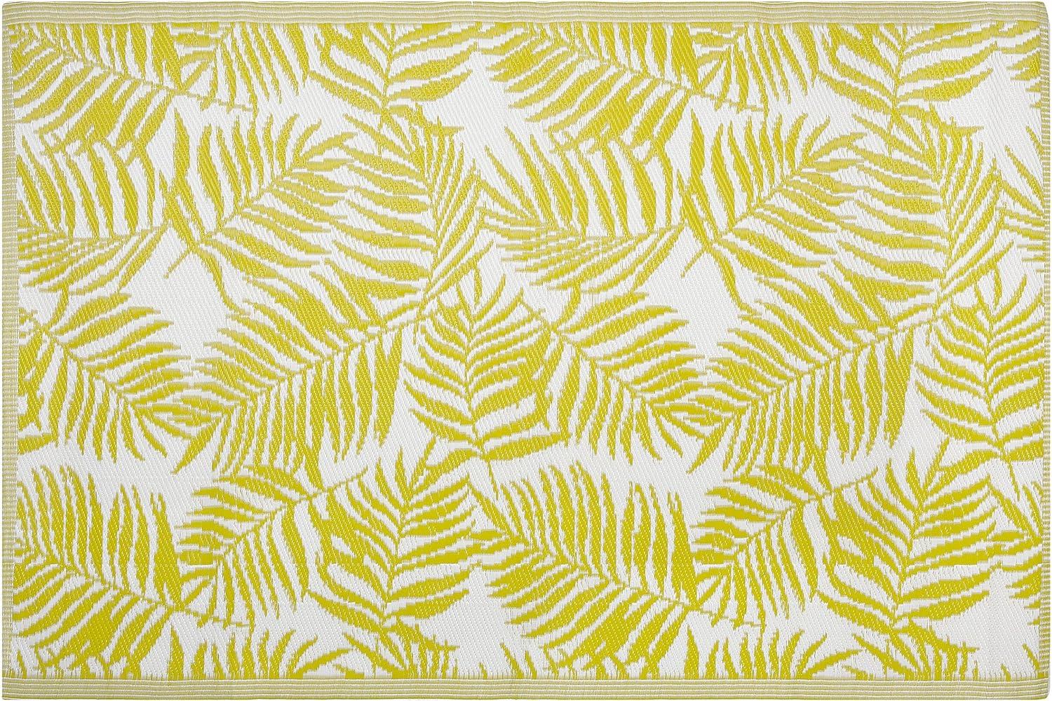 Outdoor Teppich gelb 120 x 180 cm Palmenmuster zweiseitig Kurzflor KOTA Bild 1