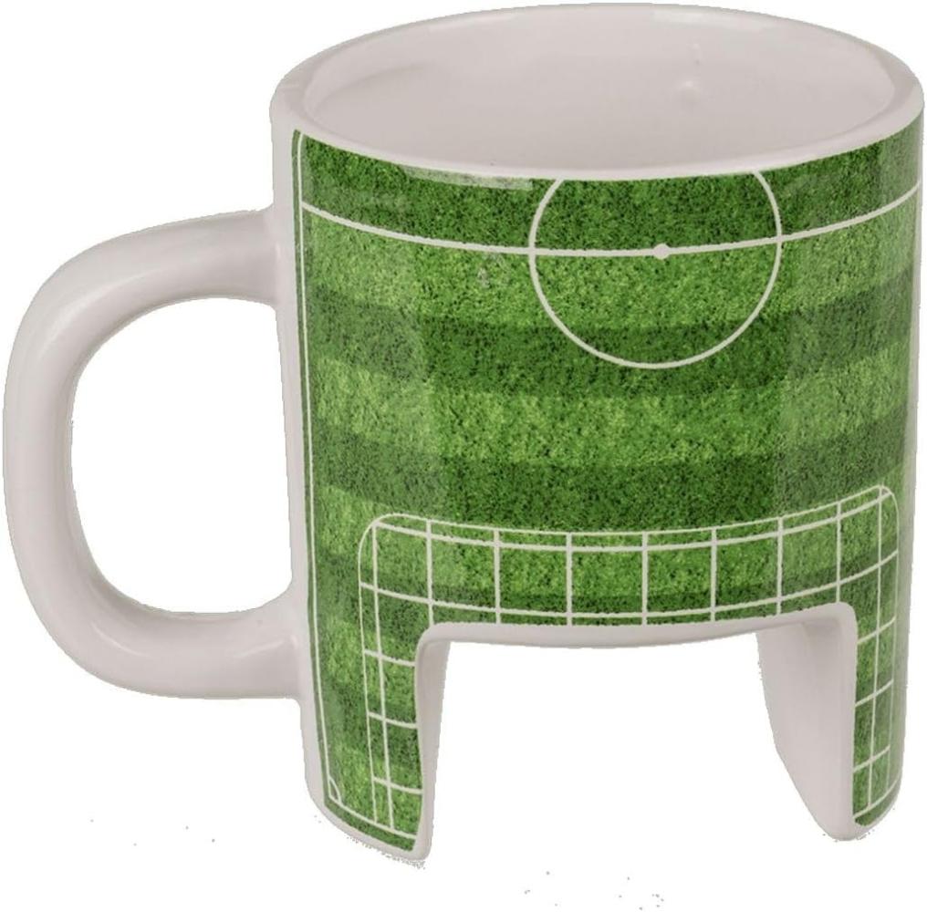 Kaffeetasse Fußballplatz ca. 12 x 9 cm mit Zubehör Fußball Tasse aus Steingut Bild 1