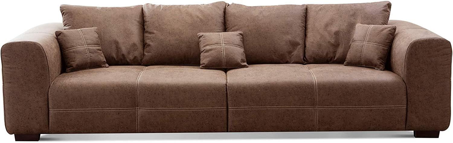 CAVADORE Big Sofa Mavericco inkl. Kissen / XXL-Couch mit tiefen Sitzflächen und modernem Design / 287 x 69 x 108 / Lederoptik cognac Bild 1