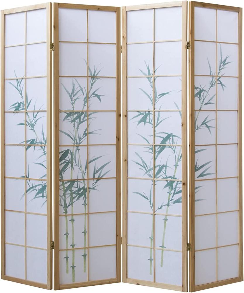 4fach Paravent Raumteiler Shoji natur Bambusmuster Bild 1