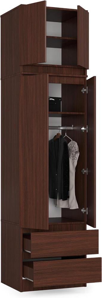 BDW Kleiderschrank mit Aufsatz, 4-türiger Kleiderschrank, 2 Schubladen, Kleiderschrank für das Schlafzimmer, Wohnzimmer, Flur, 234x60x51cm (Venga), One size Bild 1