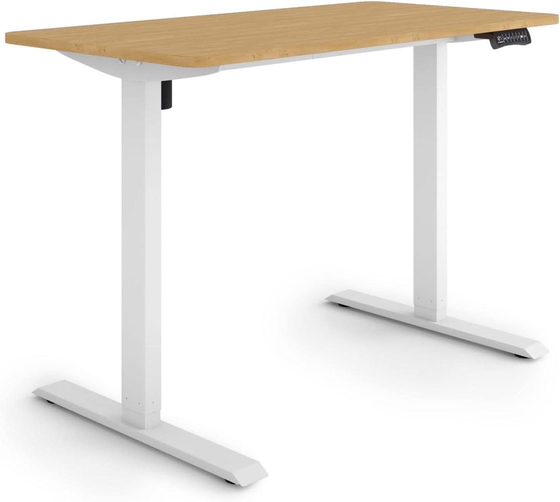 ESMART Germany ETX-121WBA 120x60cm Bambus Dekor Ergonomischer Steh-Sitz-Schreibtisch Stufenlos elektrisch höhenverstellbar 73,5-123,5cm 3x Memory Aktivitätserinnerung Soft-Start/Stopp Schnelle Montage Bild 1