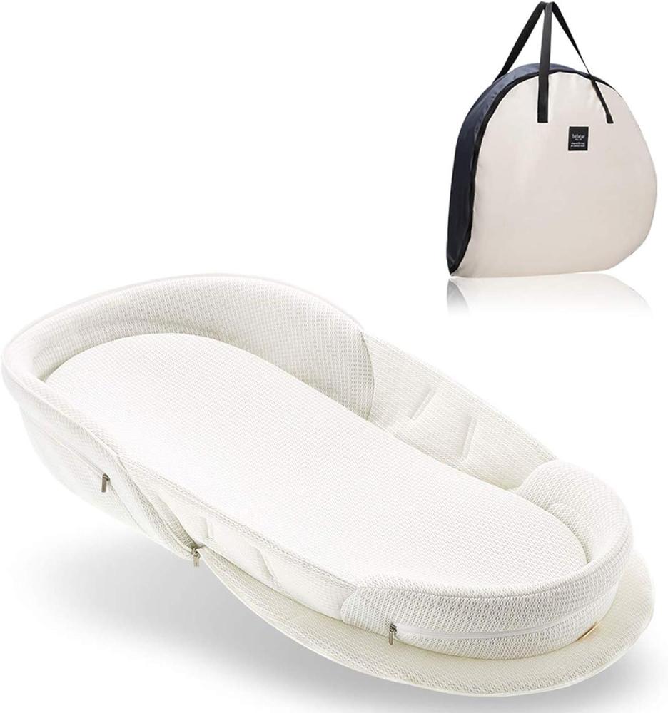 Bebamour Babybett Faltbare Wiege für das Bett Bionic Reisebett Womb-Like Protector Baby Kuschelnest Bett Babyschlafsack für 0-36 Monate (Weiß) Bild 1