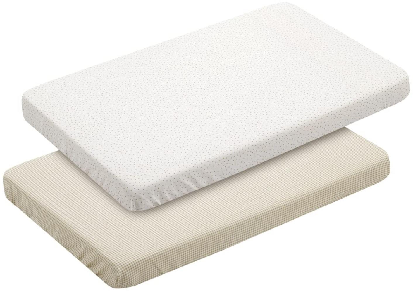 Cambrass - 2 Fitted Sheet-Small Bed 50x82x10 Cm Vichy10 Beige Bild 1