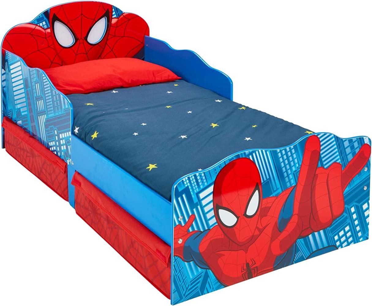 Wolds Apart 'Spiderman' Kleinkinderbett 70 x 140 cm, mit leuchtenden Augen und zwei Schubladen Bild 1