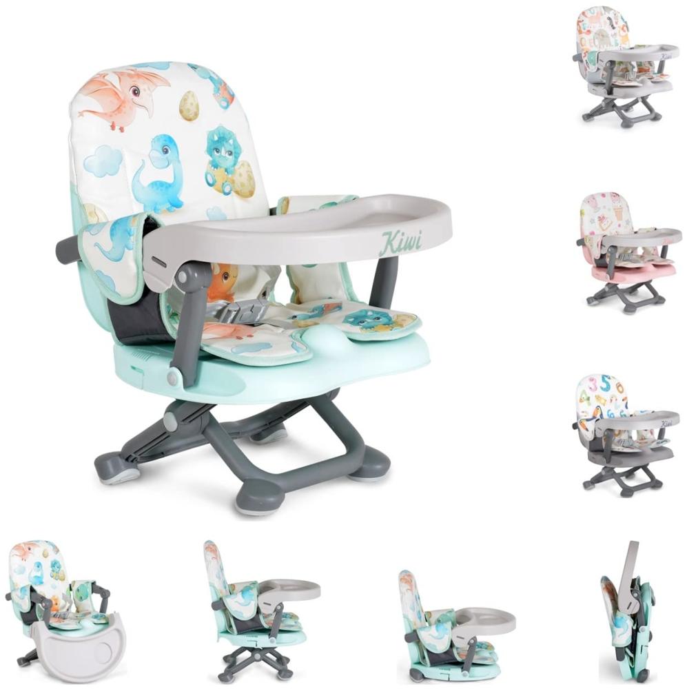 Kinderstuhl Kiwi, Kinder Stuhl-, Sitzerhöhung, Boostersitz, Tisch, klappbar grün grau Bild 1