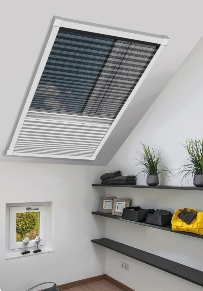 Schellenberg Insektenschutz & Verdunkelungs-Plissee für Dachfenster, weißes Profi, 114 x 160 cm Bild 1